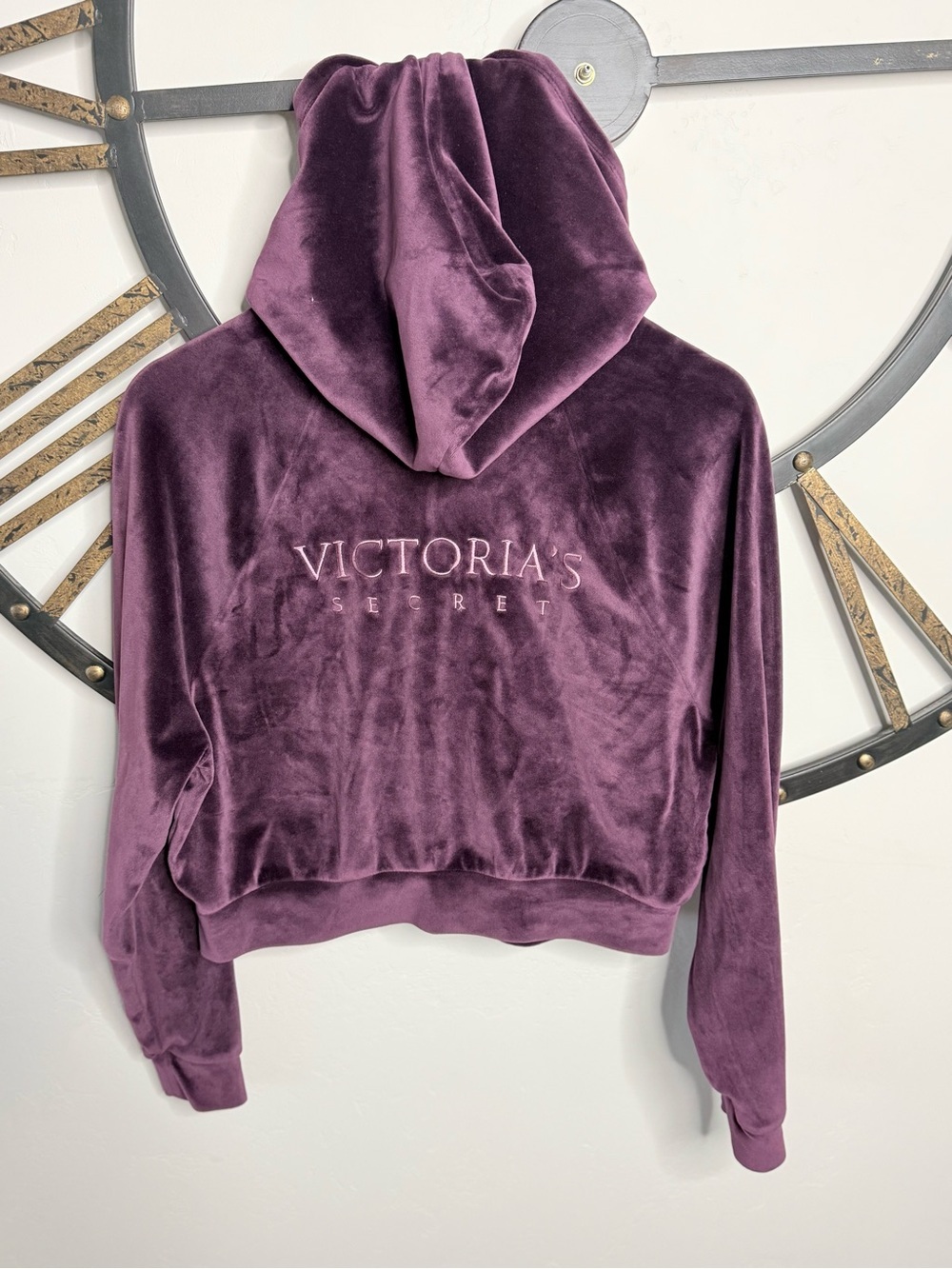 Victoria's Secret Plush Velvet Zip Hoodie - Plum XS